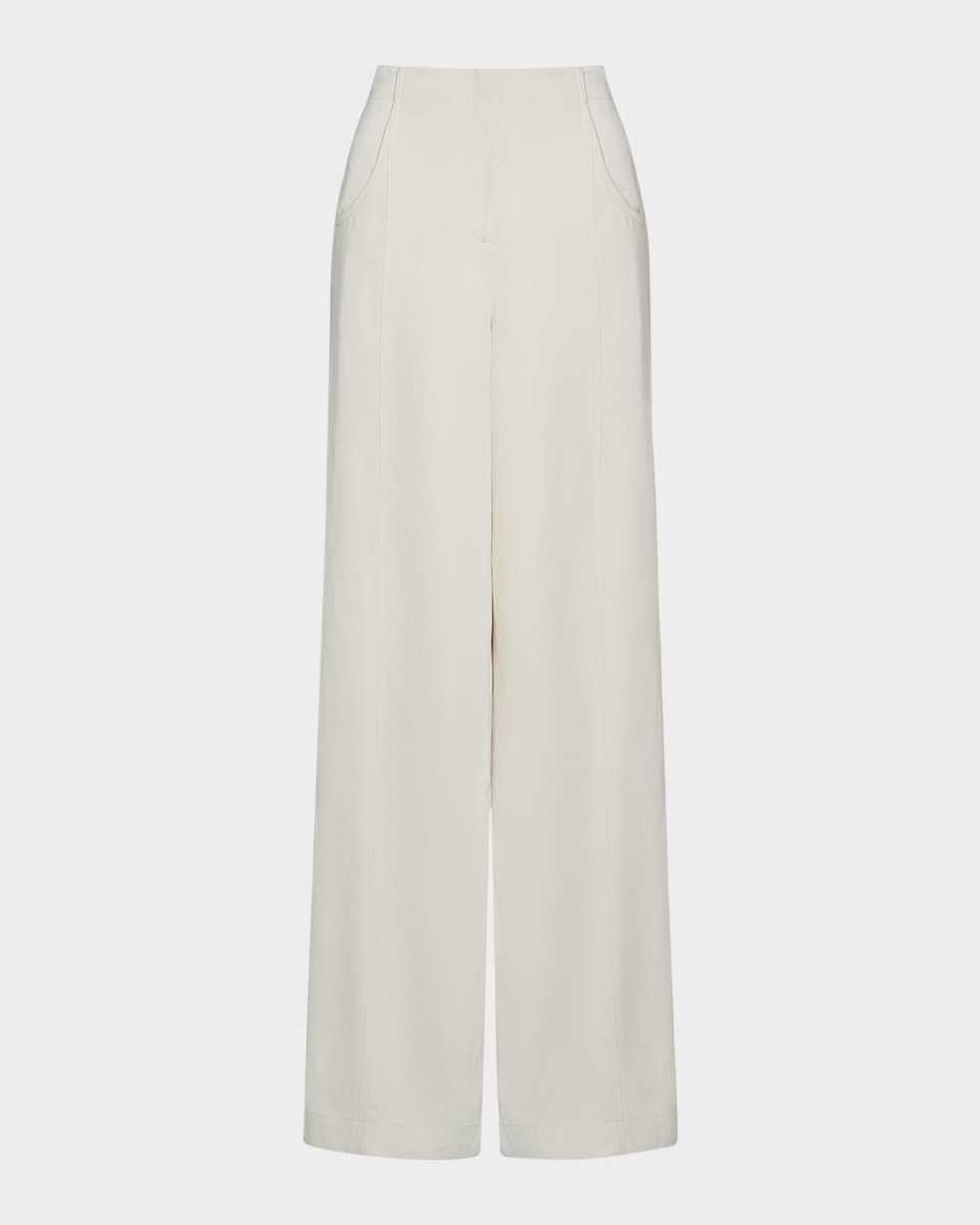 Demie Linen-Blend Puddle Pants